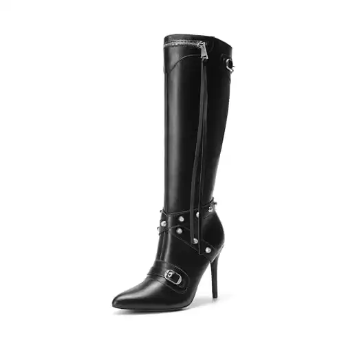 Metallic Stiletto Knee High Boots