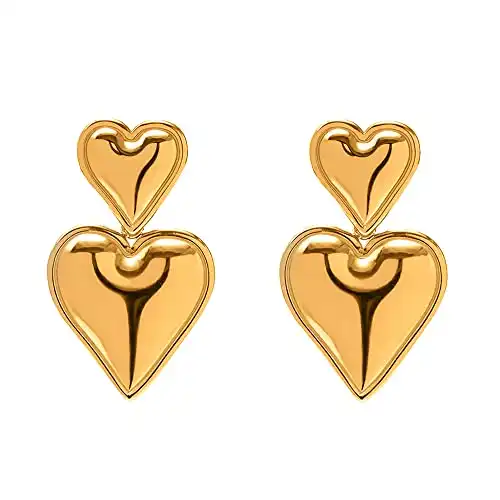 Gold Double Heart Earrings