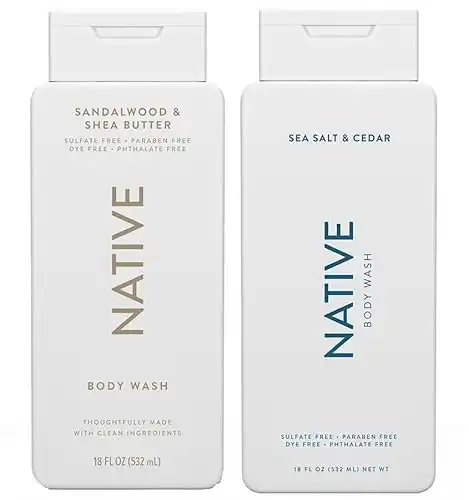 Native Body Wash 2-Pack: Sandalwood & Shea Butter + Sea Salt & Cedar