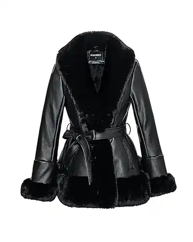 Faux Leather Jacket with Faux Fur Collar