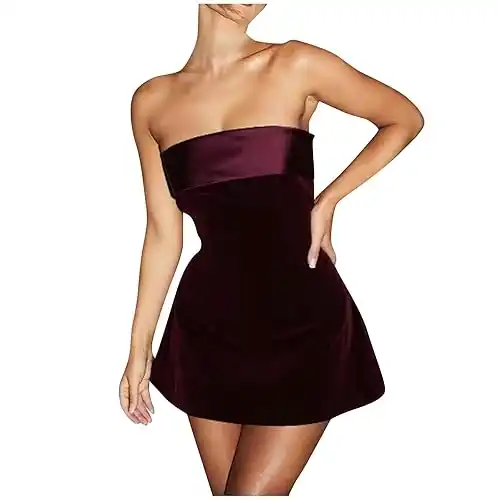 Velvet Satin Tube Mini Dress