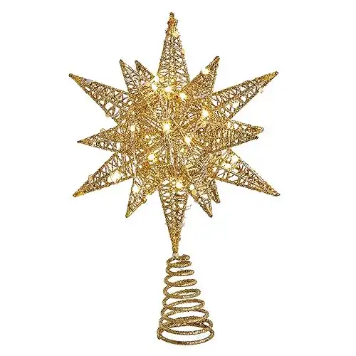 LED Gold Starburst Tree Topper