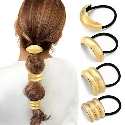 4PCS Gold Hair Ties,