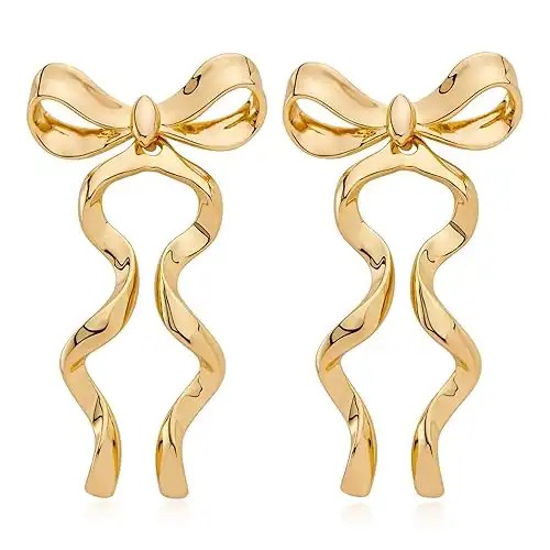 Gold Silver Bow Earrings