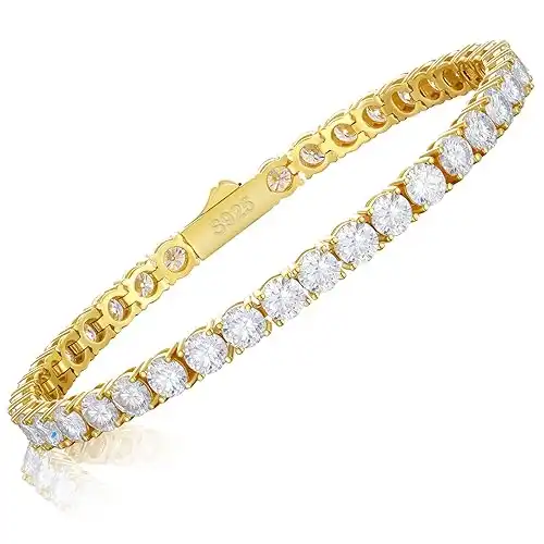 Moissanite Tennis Bracelet 18k Gold Plated 925