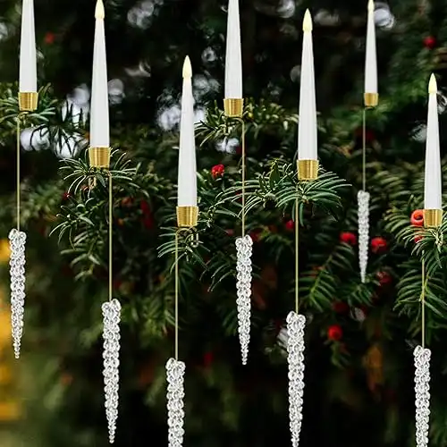 Christmas Tree Candles with Hooks & Remote