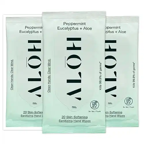 ALŌH Peppermint Eucalyptus + Aloe Sanitizing Hand Wipes